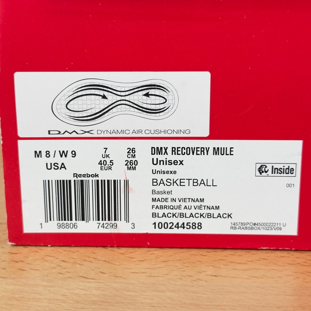 Reebok DMX Recovery Mule Unisex Size M9 W10 Black 100244588 Basketball Slides - Picture 8 of 8